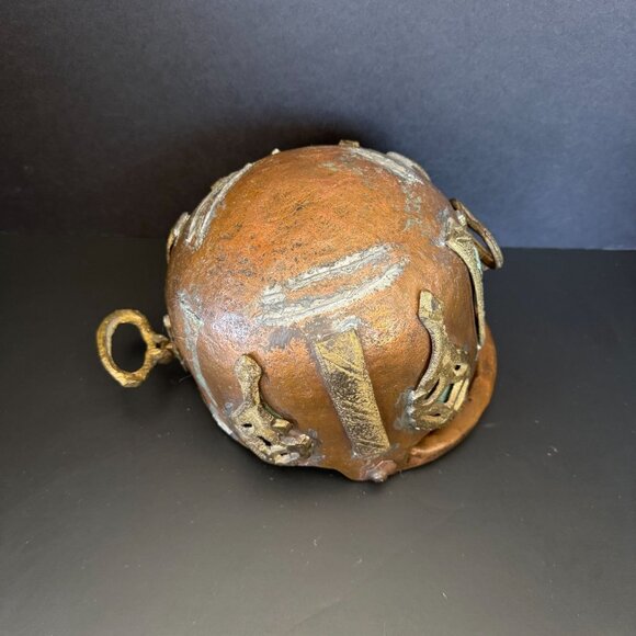 Antique Copper Cache Pot With Brass Embellishments Wobbly Bottom Unique French D - Picture 6 of 13